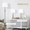 Lampenset vintage design 3 delige set met 2 tafellampen en 1 staande lamp e27 fitting voor woonkamer crèmekleurig 5