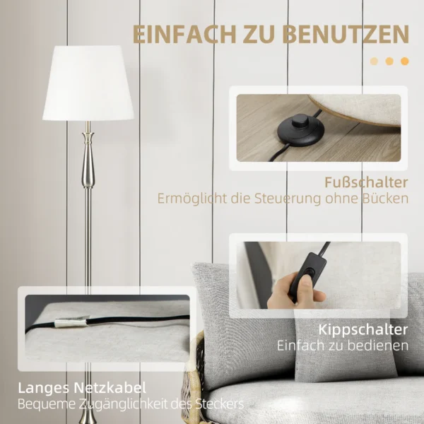 Lampenset vintage design 3 delige set met 2 tafellampen en 1 staande lamp e27 fitting voor woonkamer crèmekleurig 7