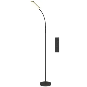 Led staande lamp dimbaar staande lamp met afstandsbediening & touch bediening, woonkamer staande lamp met 360° verstelbare zwanenhals, 1 uur timer, geheugenfunctie zwart 1