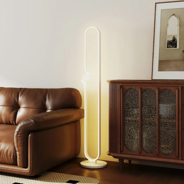 Led staande lamp, dimbare staande lamp, staande lamp met nachtlampje, voetschakelaar woonkamerlamp met glazen kap voor slaapkamer, wit 10