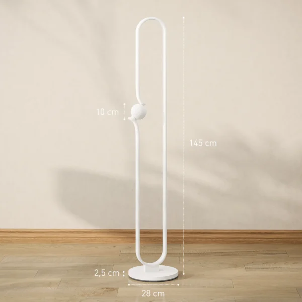 Led staande lamp, dimbare staande lamp, staande lamp met nachtlampje, voetschakelaar woonkamerlamp met glazen kap voor slaapkamer, wit 4