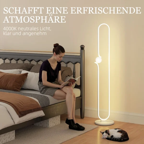 Led staande lamp, dimbare staande lamp, staande lamp met nachtlampje, voetschakelaar woonkamerlamp met glazen kap voor slaapkamer, wit 6