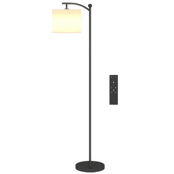 Led staande lamp traploos dimbaar staande lamp met stoffen lampenkap, voetschakelaar, staande lamp met 11 instelbare helderheidsniveaus, timer voor woonkamer zwart 1