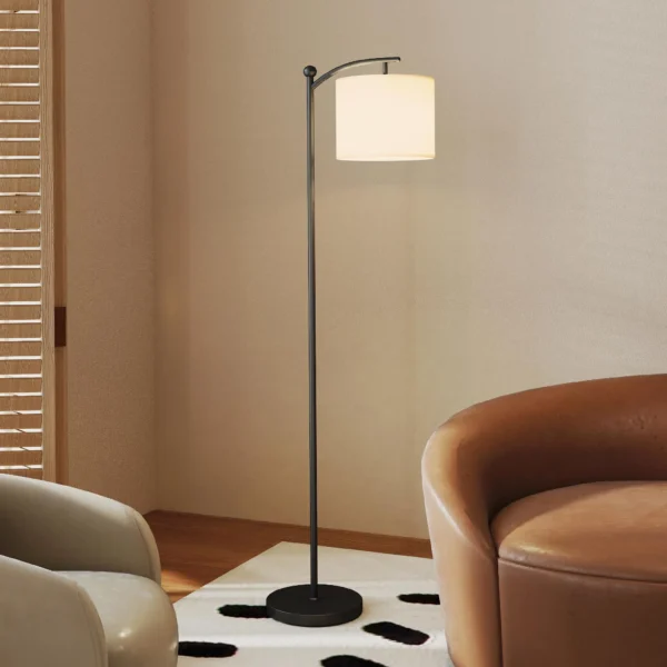 Led staande lamp traploos dimbaar staande lamp met stoffen lampenkap, voetschakelaar, staande lamp met 11 instelbare helderheidsniveaus, timer voor woonkamer zwart 10