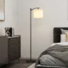 Led staande lamp traploos dimbaar staande lamp met stoffen lampenkap, voetschakelaar, staande lamp met 11 instelbare helderheidsniveaus, timer voor woonkamer zwart 2