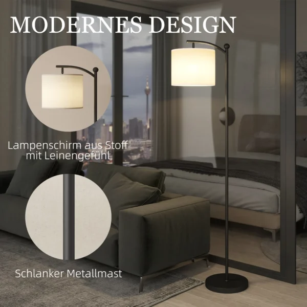 Led staande lamp traploos dimbaar staande lamp met stoffen lampenkap, voetschakelaar, staande lamp met 11 instelbare helderheidsniveaus, timer voor woonkamer zwart 9
