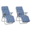 Ligstoel 2 delige set zonneligstoel met kussen inklapbaar verstelbare rugleuning staal polyester blauw 60x75x65 102cm voor tuin terras 1