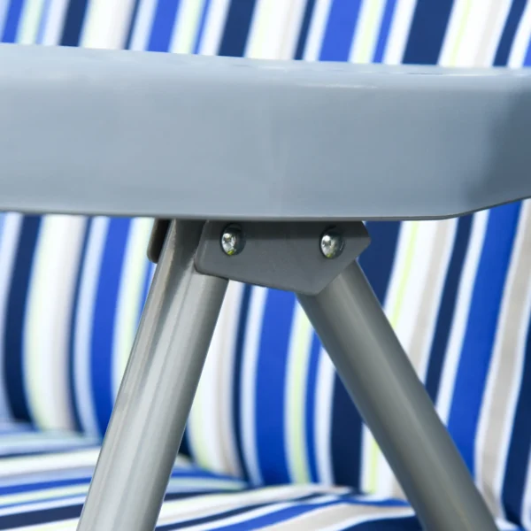 Ligstoel 2 delige set zonneligstoel met kussen inklapbaar verstelbare rugleuning staal polyester blauw 60x75x65 102cm voor tuin terras 10