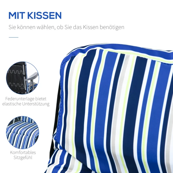 Ligstoel 2 delige set zonneligstoel met kussen inklapbaar verstelbare rugleuning staal polyester blauw 60x75x65 102cm voor tuin terras 6