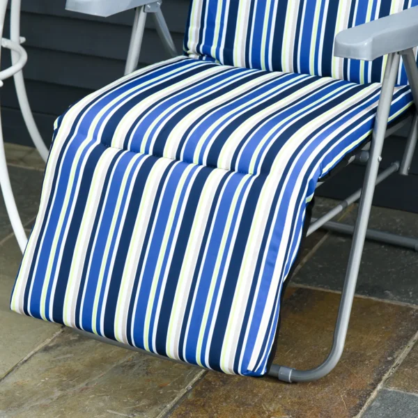 Ligstoel 2 delige set zonneligstoel met kussen inklapbaar verstelbare rugleuning staal polyester blauw 60x75x65 102cm voor tuin terras 9
