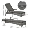Ligstoel rieten ligstoel tuinligstoel met verstelbaar kussen grijs 192x62,5x52,5cm voor terras & balkon 4