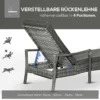 Ligstoel rieten ligstoel tuinligstoel met verstelbaar kussen grijs 192x62,5x52,5cm voor terras & balkon 5
