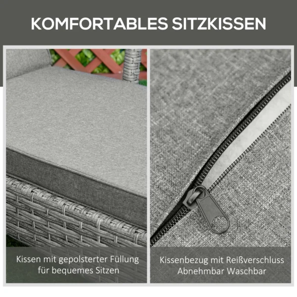 Ligstoel rieten ligstoel tuinligstoel met verstelbaar kussen grijs 192x62,5x52,5cm voor terras & balkon 6