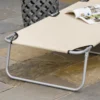 Ligstoel tuinligstoel inklapbaar met zonnescherm, wellnessligstoel strandligstoel beige 187 x 58 x 36 cm voor ontspannen uren in de buitenlucht 10
