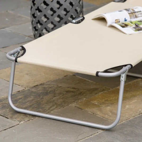 Ligstoel tuinligstoel inklapbaar met zonnescherm, wellnessligstoel strandligstoel beige 187 x 58 x 36 cm voor ontspannen uren in de buitenlucht 10