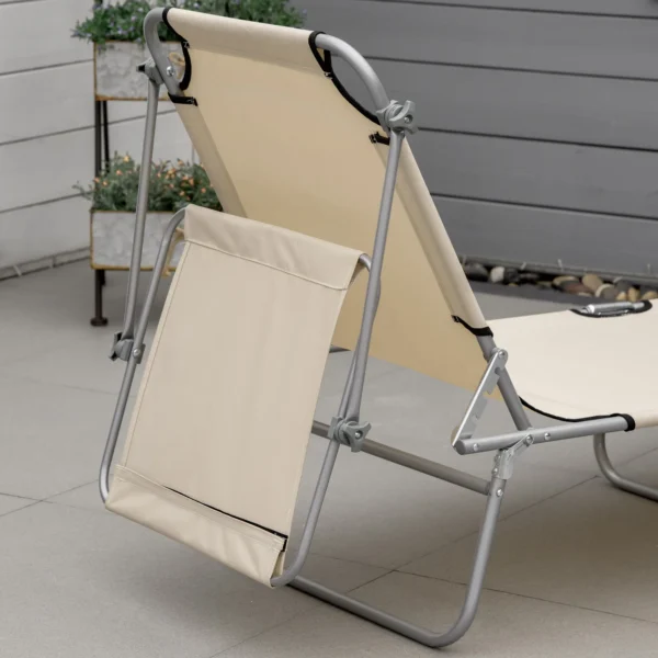Ligstoel tuinligstoel inklapbaar met zonnescherm, wellnessligstoel strandligstoel beige 187 x 58 x 36 cm voor ontspannen uren in de buitenlucht 9