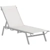Ligstoel tuinstoel met kussen verstelbare 5 traps rugleuning metaal netstof crèmewit 170x58x97cm voor terras & balkon 1