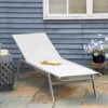 Ligstoel tuinstoel met kussen verstelbare 5 traps rugleuning metaal netstof crèmewit 170x58x97cm voor terras & balkon 2