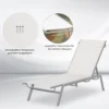 Ligstoel tuinstoel met kussen verstelbare 5 traps rugleuning metaal netstof crèmewit 170x58x97cm voor terras & balkon 7