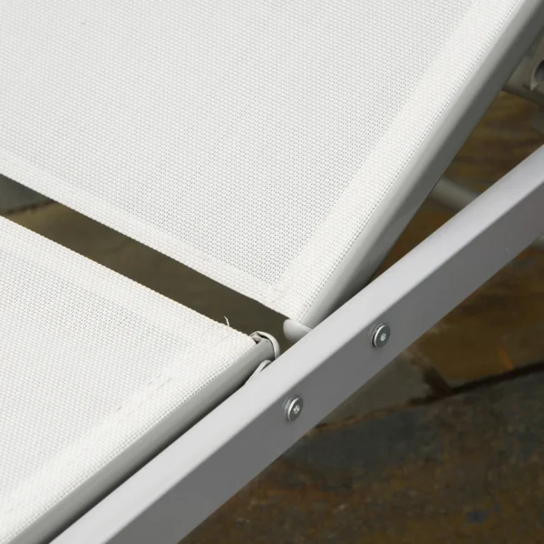 Ligstoel tuinstoel met kussen verstelbare 5 traps rugleuning metaal netstof crèmewit 170x58x97cm voor terras & balkon 9