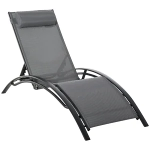 Ligstoel tuinstoel relaxstoel ligstoel alu verstelbaar grijs 171x64x82 cm voor terras & balkon 1