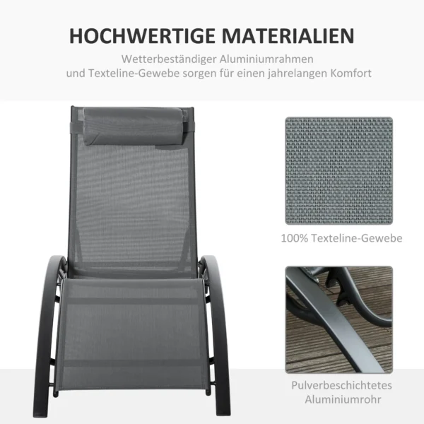Ligstoel tuinstoel relaxstoel ligstoel alu verstelbaar grijs 171x64x82 cm voor terras & balkon 7