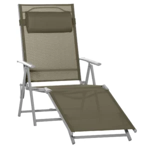 Ligstoel tuinstoel verstelbaar in 7 standen met hoofdkussen opvouwbaar netstof metaal 137 x 63,5 x 100,5 cm voor buitencomfort 1