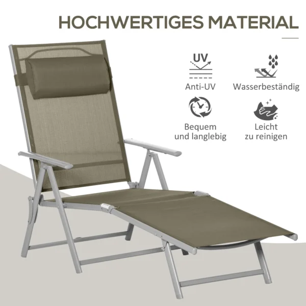 Ligstoel tuinstoel verstelbaar in 7 standen met hoofdkussen opvouwbaar netstof metaal 137 x 63,5 x 100,5 cm voor buitencomfort 5