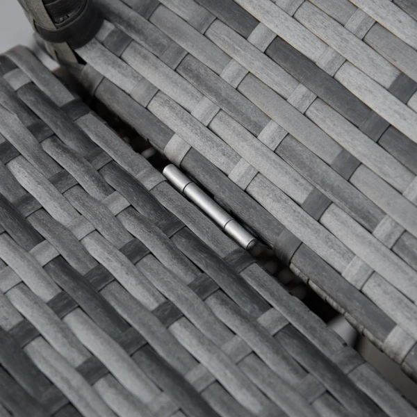 Ligstoel van polyrattan met verstelbaar zonnedak, tuinligstoel van rattan met kussen, grijs, 195x65x40cm voor ontspannen uren in de tuin 10