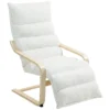 Loungestoel fauteuil met verstelbaar voetensteun, sherpa fleece voor woonkamer schommelstoel met armleuning, relaxfauteuil, leesfauteuil wit 1