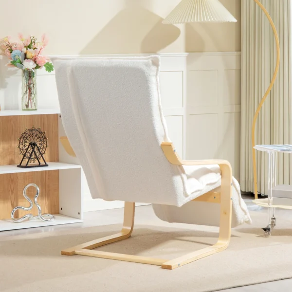 Loungestoel fauteuil met verstelbaar voetensteun, sherpa fleece voor woonkamer schommelstoel met armleuning, relaxfauteuil, leesfauteuil wit 10