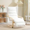 Loungestoel fauteuil met verstelbaar voetensteun, sherpa fleece voor woonkamer schommelstoel met armleuning, relaxfauteuil, leesfauteuil wit 2