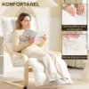 Loungestoel fauteuil met verstelbaar voetensteun, sherpa fleece voor woonkamer schommelstoel met armleuning, relaxfauteuil, leesfauteuil wit 5