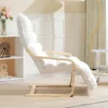 Loungestoel fauteuil met verstelbaar voetensteun, sherpa fleece voor woonkamer schommelstoel met armleuning, relaxfauteuil, leesfauteuil wit 9