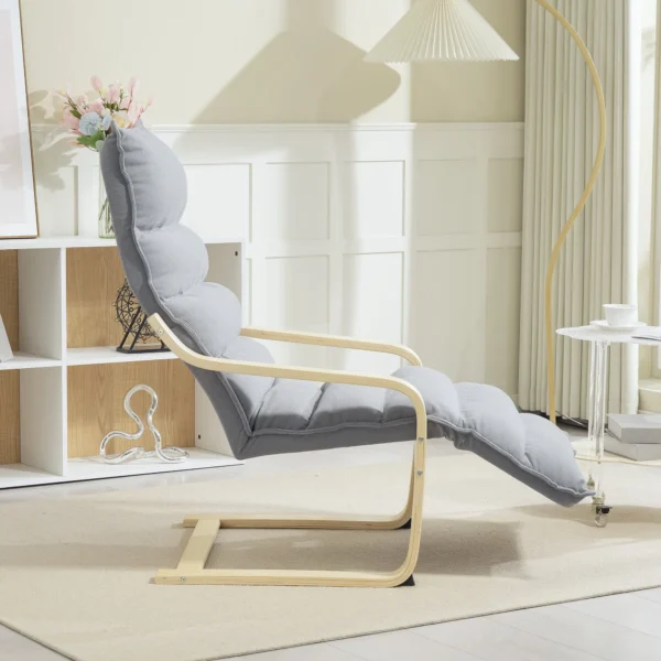 Loungestoel fauteuil met verstelbaar voetstuk, fluweelachtige uitstraling voor woonkamer schommelstoel met armleuning, relaxstoel, leesstoel lichtgrijs 10