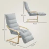Loungestoel fauteuil met verstelbaar voetstuk, fluweelachtige uitstraling voor woonkamer schommelstoel met armleuning, relaxstoel, leesstoel lichtgrijs 4