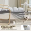 Loungestoel fauteuil met verstelbaar voetstuk, fluweelachtige uitstraling voor woonkamer schommelstoel met armleuning, relaxstoel, leesstoel lichtgrijs 6