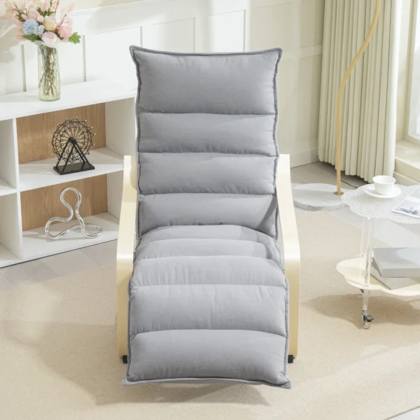 Loungestoel fauteuil met verstelbaar voetstuk, fluweelachtige uitstraling voor woonkamer schommelstoel met armleuning, relaxstoel, leesstoel lichtgrijs 9