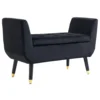 Luxe zitbank gestoffeerde bank met opbergruimte & armleuningen, velvet polyester, rubberhout, zwart, 107x42x65cm voor woonkamer & gang 1