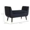 Luxe zitbank gestoffeerde bank met opbergruimte & armleuningen, velvet polyester, rubberhout, zwart, 107x42x65cm voor woonkamer & gang 4