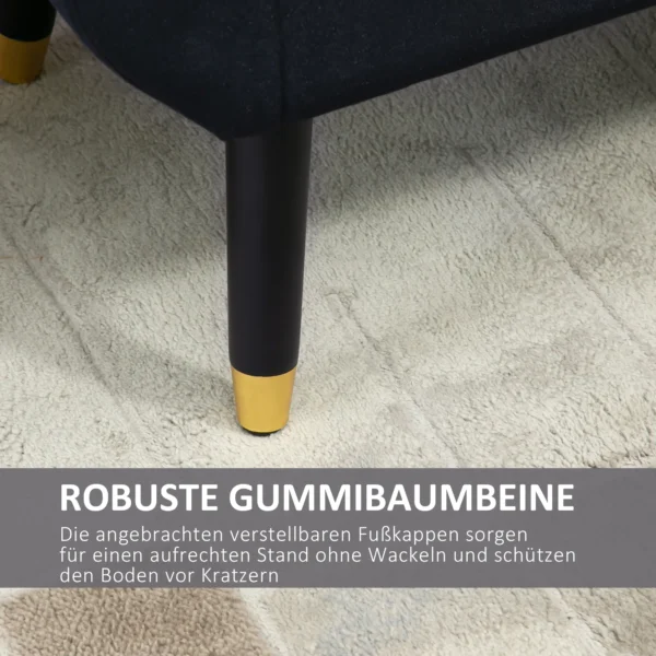 Luxe zitbank gestoffeerde bank met opbergruimte & armleuningen, velvet polyester, rubberhout, zwart, 107x42x65cm voor woonkamer & gang 6