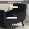 Luxe zitbank gestoffeerde bank met opbergruimte & armleuningen, velvet polyester, rubberhout, zwart, 107x42x65cm voor woonkamer & gang 7