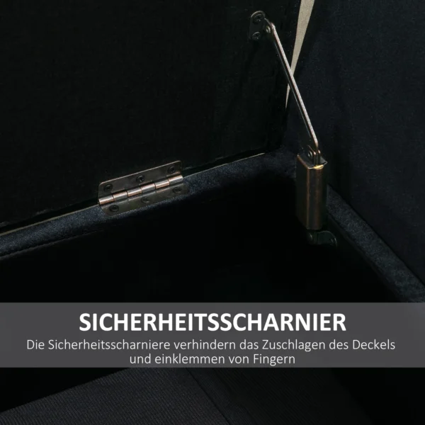 Luxe zitbank gestoffeerde bank met opbergruimte & armleuningen, velvet polyester, rubberhout, zwart, 107x42x65cm voor woonkamer & gang 8