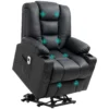 Massagestoel, relaxstoel met opsta hulp, tv stoel met usb aansluiting, met ligfunctie, wielen, afstandsbediening, tot 150 kg, zwart 1