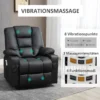 Massagestoel, relaxstoel met opsta hulp, tv stoel met usb aansluiting, met ligfunctie, wielen, afstandsbediening, tot 150 kg, zwart 6