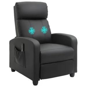 Massagestoel relaxstoel tv stoel 2 punts massage met rugleuning, ligstoel gemaakt van pu schuim zwart 68 x 88 x 98 cm 1