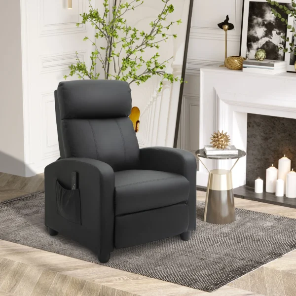 Massagestoel relaxstoel tv stoel 2 punts massage met rugleuning, ligstoel gemaakt van pu schuim zwart 68 x 88 x 98 cm 2