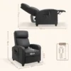 Massagestoel relaxstoel tv stoel 2 punts massage met rugleuning, ligstoel gemaakt van pu schuim zwart 68 x 88 x 98 cm 4