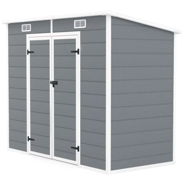 Metalen tuinhuis 2,4 x 1,3 m, waterdichte tuinschuur, tuinschuur voor de tuin, grijs 1