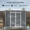 Metalen tuinhuis 2,4 x 1,3 m, waterdichte tuinschuur, tuinschuur voor de tuin, grijs 5